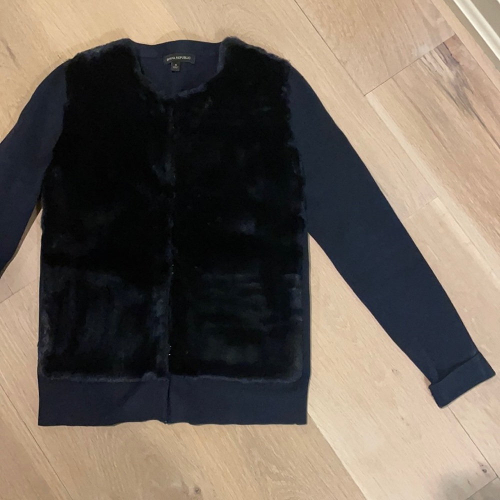 Banana Republic S fur vest sweater